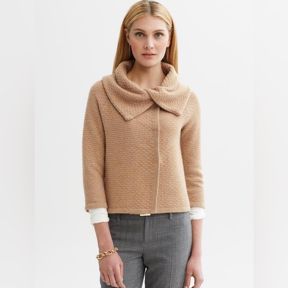 Banana Republic‎ BASKET WEAVE DRAPED SWEATER Italian Yarn Wool